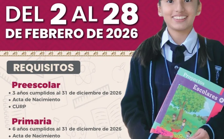 Reinscripciones de educación básica para ciclo escolar 2026-2027 serán del 2 al 28 de febrero: IEEPO