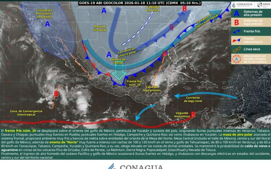 Frente frío número 29 mantendrá condiciones invernales severas en Oaxaca: Protección Civil 