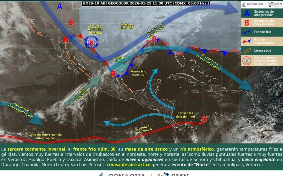 Pronostican tiempo inestable y descenso de temperaturas por frente frío número 30
