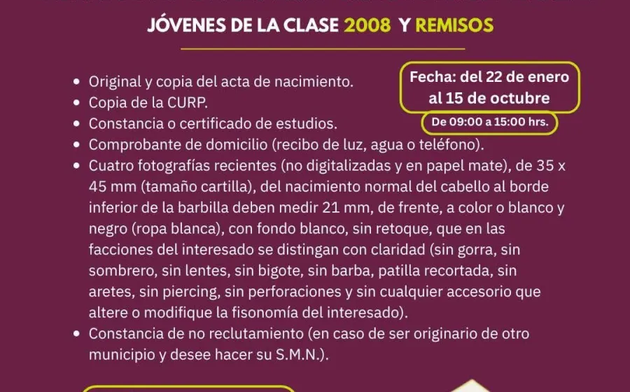 Abre Municipio de Oaxaca de Juárez convocatoria para el trámite del Servicio Militar Nacional 2026