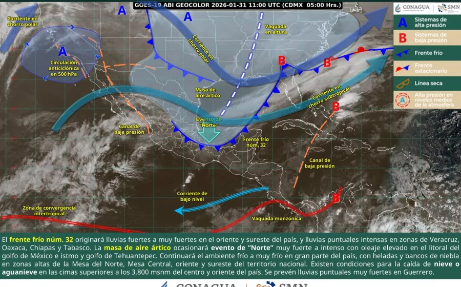 Pronostican inestabilidad, lluvias y fuertes vientos por frente frío número 32 en Oaxaca: Protección Civil