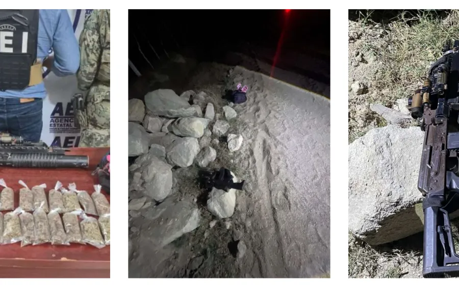 Aseguran lanza granadas, fusil tipo “cuerno de chivo” y paquete con droga tras operativo en la Costa