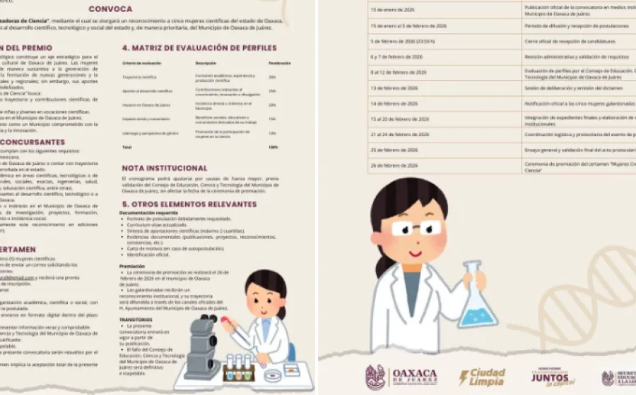 Oaxaca de Juárez convoca al certamen “Mujeres Creadoras de Ciencia”
