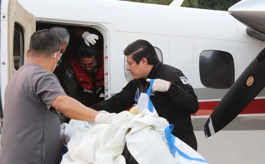 Traslado aéreo de emergencia por quemaduras en Tuxtepec