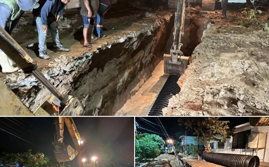 Gobierno juchiteco refuerza atención al drenaje en la 8va. Sección