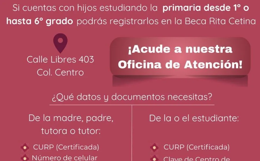 Abiertas las inscripciones a becas escolares de primero a sexto de primaria