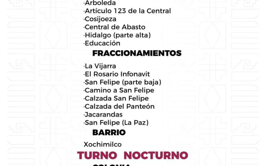 Agenda del suministro de agua potable para este lunes 