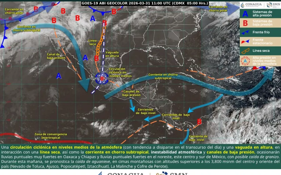 Prevén lluvias, tormentas eléctricas y oleaje elevado para este martes en Oaxaca