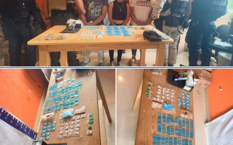 Catean punto de venta de cristal, detienen a tres personas originarias de Veracruz y Campeche