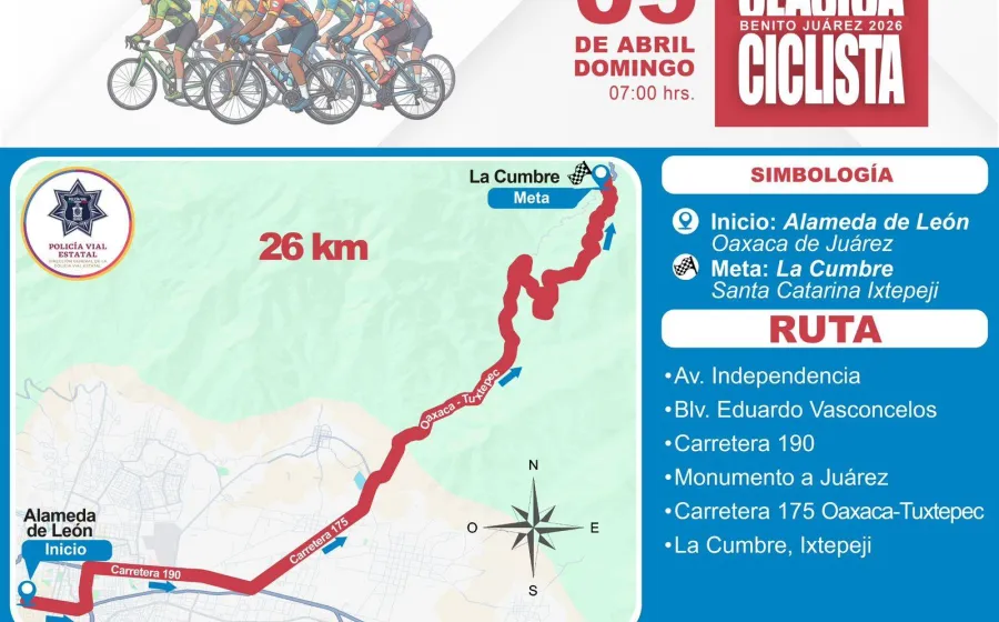 Anuncia Policía Vial Estatal dispositivo para Clásica Ciclista “Benito Juárez” 2026