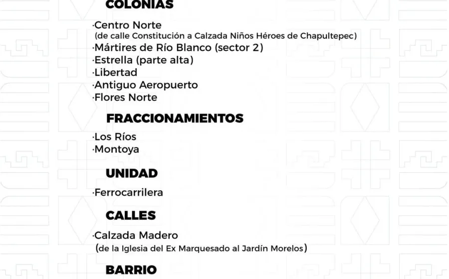 Agenda del suministro de agua potable para este domingo 