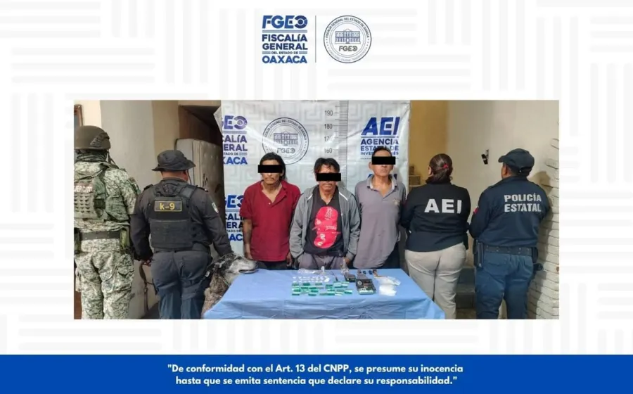 Durante cateo en San Pablo Etla, detienen a tres por narcomenudeo 