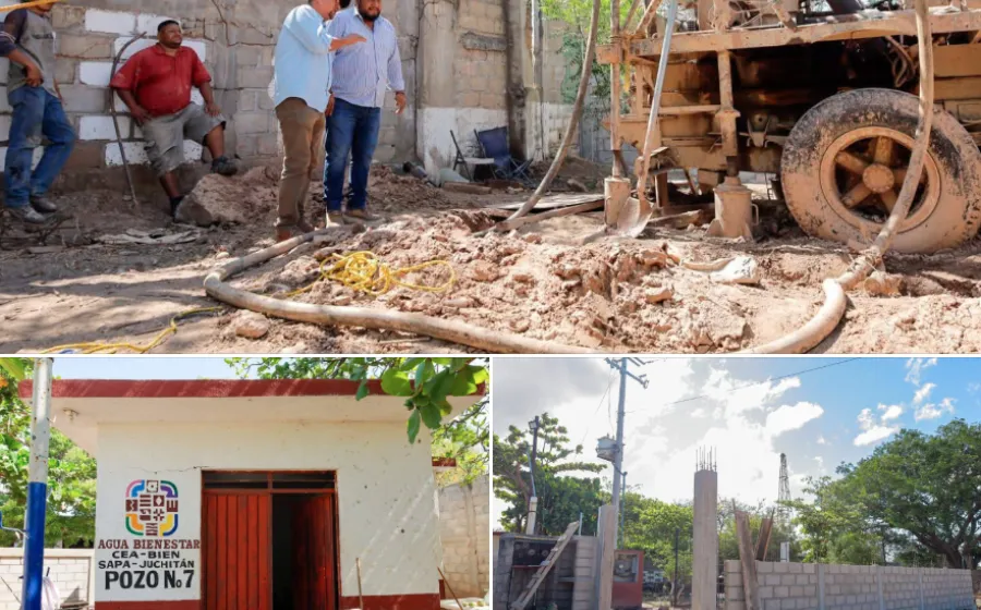 Avance del 90 % en obra de pozo de la col. 15 de Sep. de Juchitán 