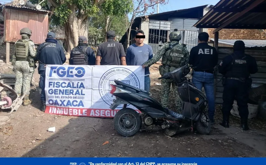 Durante cateo en deshuesadero de San Pablo Etla; aseguran motocicleta con reporte de robo y detiene a una persona