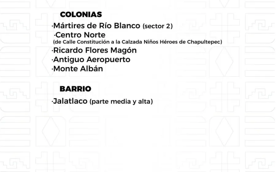 Agenda del suministro de agua potable para este domingo 
