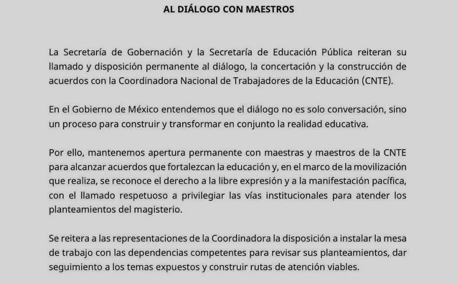 Reiteran Segob y Sep disposición permanente al diálogo con los maestros