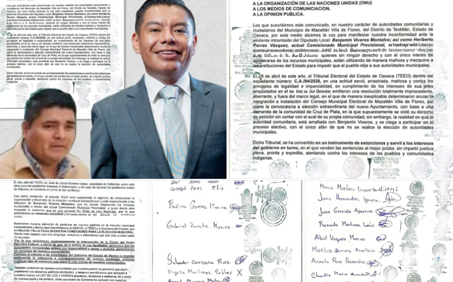 Comunidades de Mazatlán Villa de Flores declaran personas non grata a Heriberto Porras y acusan a Benjamín Viveros de saqueo