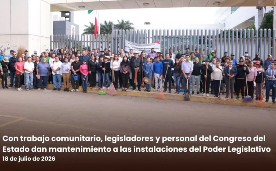 Con trabajo comunitario, legisladores y personal del Congreso del Estado dan mantenimiento a las instalaciones del Poder Legislativo