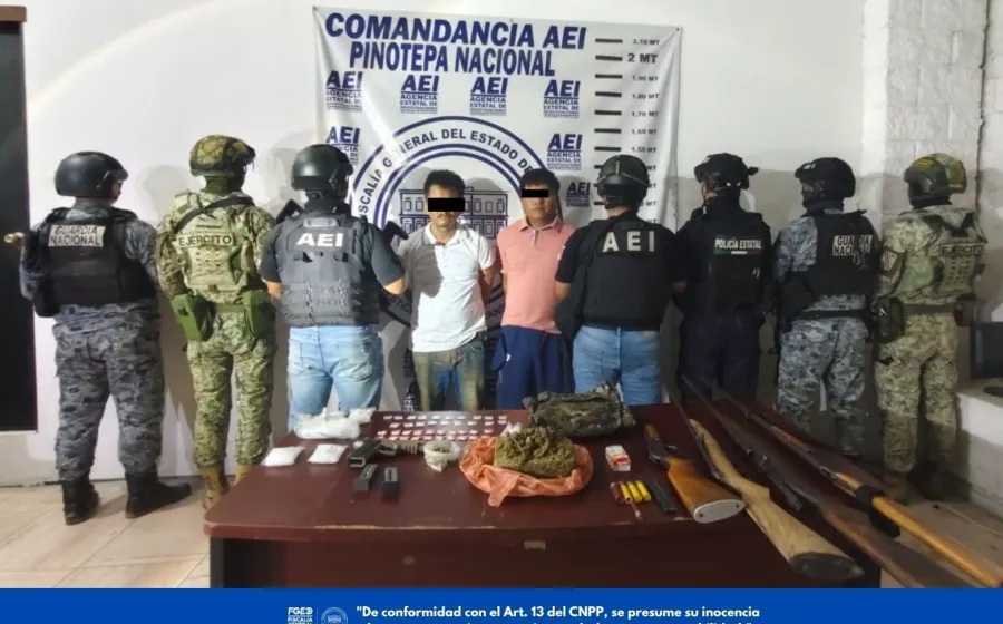 Fiscalía de Oaxaca ejecuta cateo en San Pedro Atoyac y detiene a dos personas
