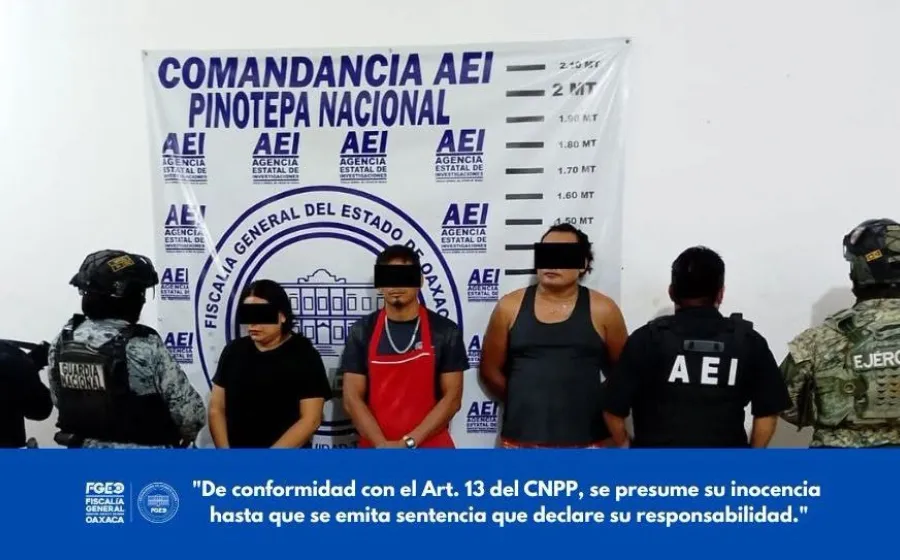 Ejecuta FGEO orden de cateo en Pinotepa Nacional; asegura diversas dosis de droga y detiene a tres personas