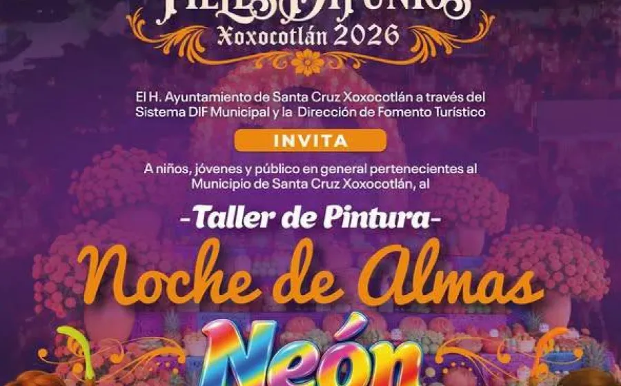 Invita Ayuntamiento de Xoxocotlán al taller gratuito de pintura “Noche de Almas Neón”