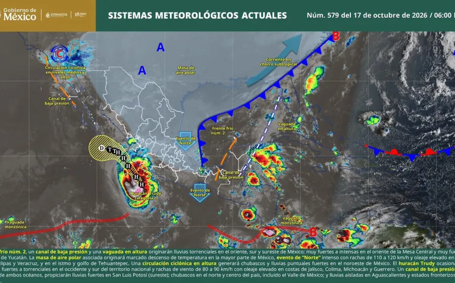 Frente frío número 2 provocará Norte intenso y lluvias en Oaxaca