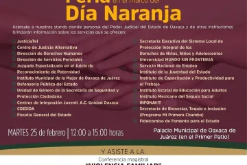 Municipio de Oaxaca de Juárez invita a la Feria del Día Naranja