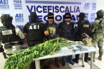 En cateo en el valle de Etla, detienen a dos, aseguran drogas, cartuchos útiles y armas de fuego
