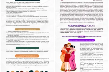 Continúa Convocatoria para Integrar el Consejo Municipal para la Prevención, Atención, Sanción y Erradicación de la Violencia de Género contra las Mujeres de la capital 