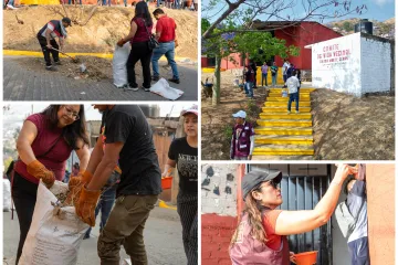 Vecinas y vecinos participan en Tequio en la Colonia Monte Albán de San Martín Mexicapam