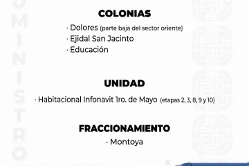 Agenda del suministro de agua potable de SOAPA de este sábado