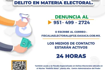 Fiscalía Especializada en Delitos Electorales de la FGEO colabora con FGR e INE en recepción de denuncias de delitos electorales durante elección judicial