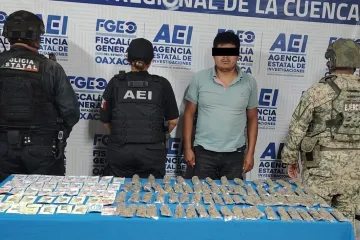 Durante cateo en la Cuenca, Fiscalía asegura drogas, dinero en efectivo y detienen a individuo 