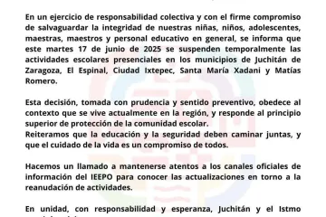 Por hechos violentos registrados en las últimas horas, suspenden clases en escuelas del Istmo 