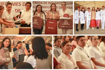 Entrega Nancy Ortiz delegada de Programas para el Bienestar Oaxaca insumos a profesionales de la salud