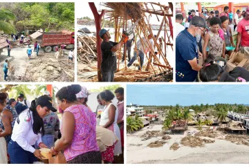 Atiende Sectur Oaxaca a pueblos afectados por el huracán Erick para poner a la Costa en pie
