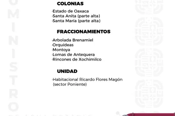 Agenda del suministro de agua potable para este miércoles 