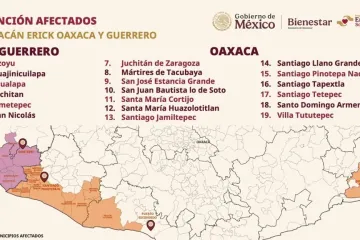 En Guerrero y Oaxaca se han apoyado a 59 mil 519 familias tras el paso del Huracán Erick