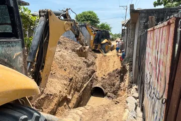 Obra para atender el socavón en col. Emiliano Zapata registra 60% de avance 