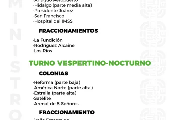 Agenda del suministro de agua potable para este domingo