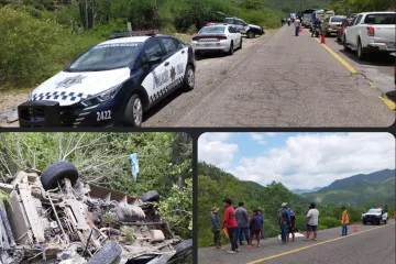 Volcadura de urban de pasajeros en la carretera federal Oaxaca-Istmo; hay un fallecido