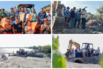 Miguel Quetu construye compuerta en Laguna Santa Cruz 