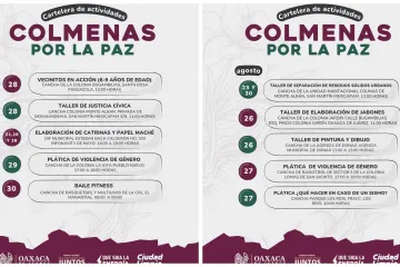 Actividades de Colmenas por la Paz llegan a colonias y agencias de Oaxaca de Juárez
