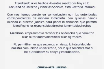 Comunicado de la UABJO ante hechos violentos en Facultad de Derecho