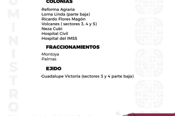 Agenda del suministro de agua potable para este miércoles 