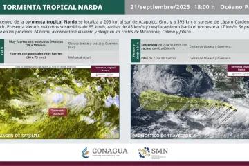 Tormenta Tropical Narda, causante de las lluvias en Oaxaca