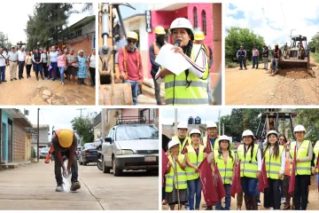 Xoxocotlán avanza con obras de pavimento de concreto hidráulico, adoquín y red de drenaje