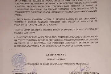 Yolotepec y Yosondúa, cada vez más cerca de un acuerdo