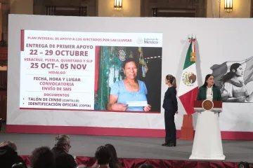  Anuncia Presidenta inversión inicial de 10 mmdp en apoyos directos a damnificados por las lluvias