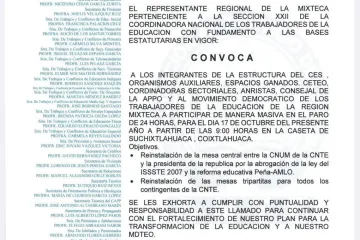 Sección 22 anuncia abanico de bloqueos y toma de establecimientos